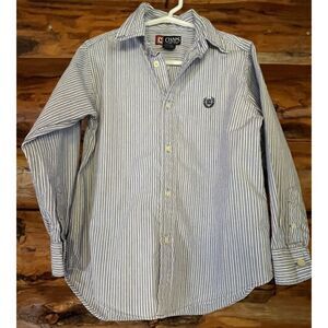 Chaps Blue Striped Long Sleeve Button Up Boys Size 6‎